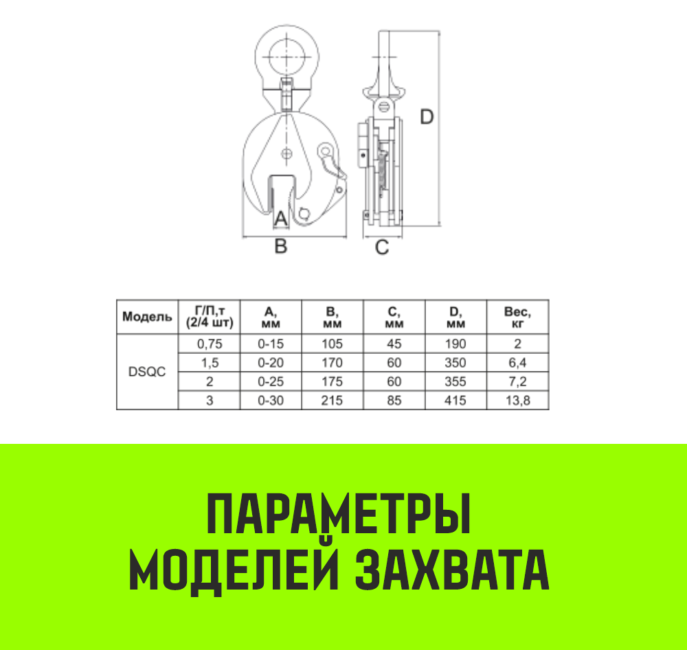 Захват для металла вертикальный универсальный HITCH DSQC