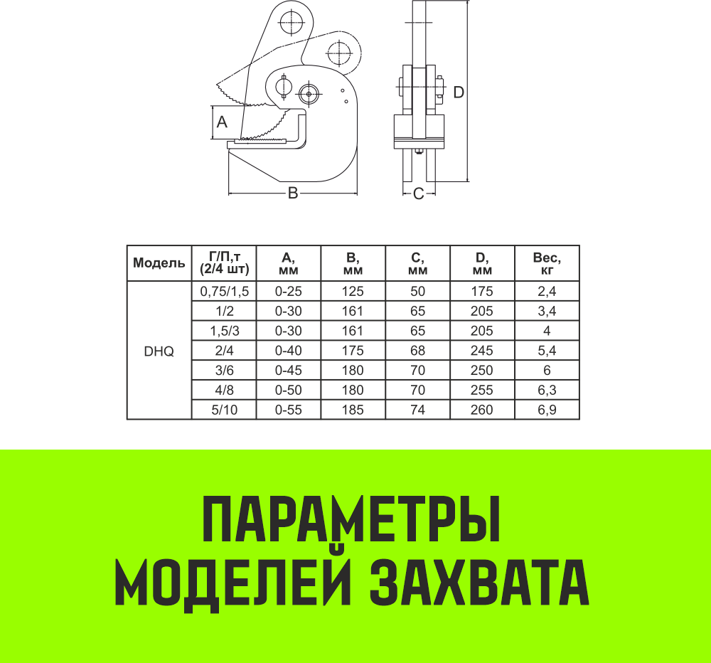Захват для металла горизонтальный HITCH DHQ 