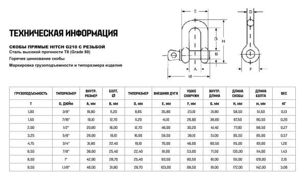 Прямая скоба с резьбой HITCH G210.png